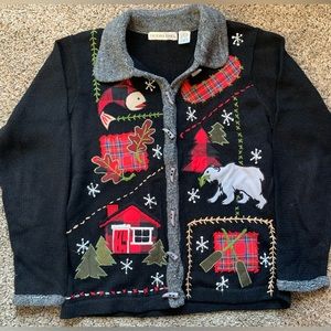 Victoria Jones Holiday Sweater-Fall/Winter-Cabin-Fish-Canoe-Polar Bear - Small